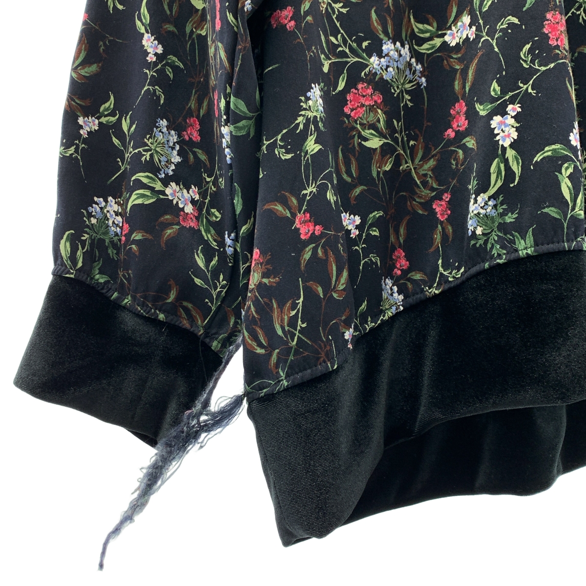 Needles / ニードルス L/S V Neck Tee-Poly Twill Sateen サテン ベロア フローラル カットソー