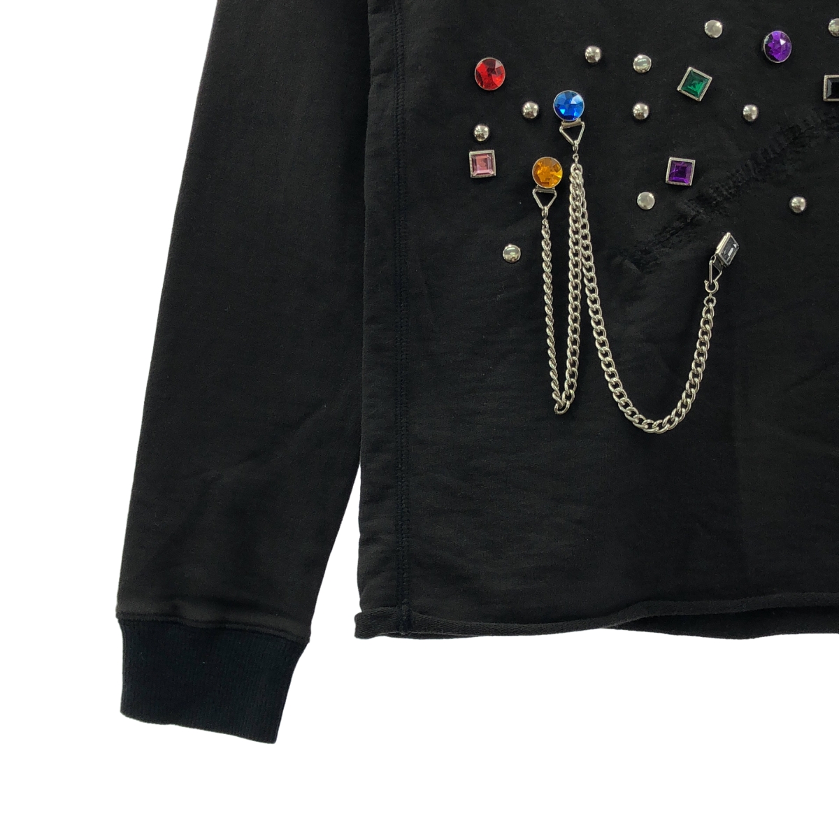 JUNYA WATANABE MAN PINK / ジュンヤワタナベマンピンク ビジュー チェーン カットオフ スウェット トレーナー