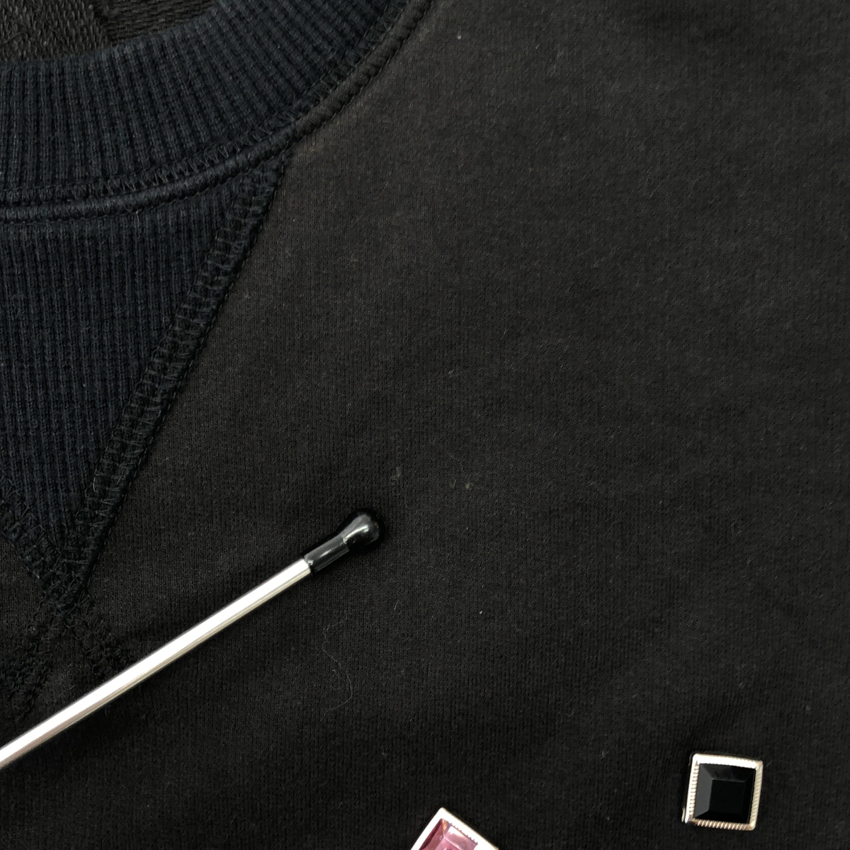 JUNYA WATANABE MAN PINK / ジュンヤワタナベマンピンク ビジュー チェーン カットオフ スウェット トレーナー