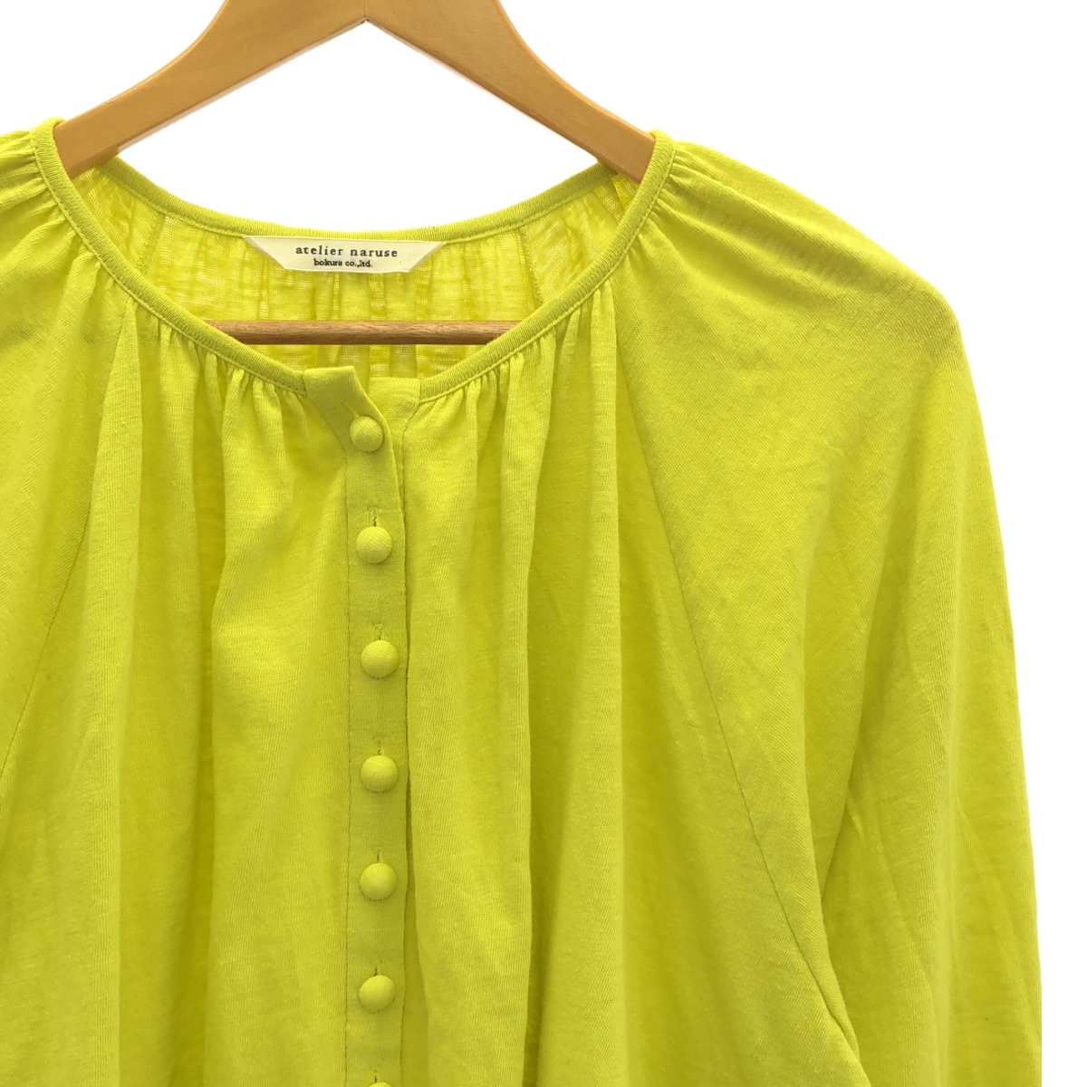 atelier naruse / アトリエナルセ コットン ヘンプ ギャザー カットソー カーディガン