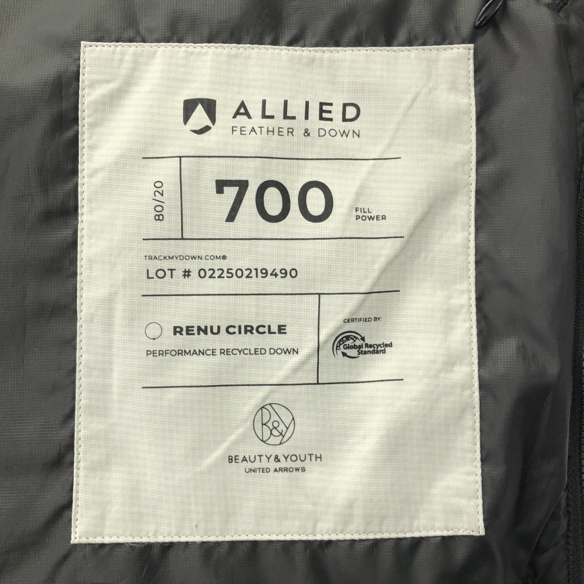 BEAUTY&YOUTH / ビューティーアンドユース 小松マテーレ ナイロン アライドダウンジャケット