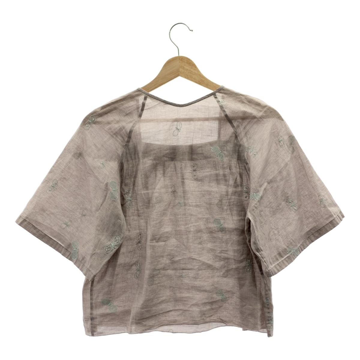 mina perhonen / ミナペルホネン choucho / ちょうちょ エンブロイダリー ギャザー スクエアネック シャツ ブラウス