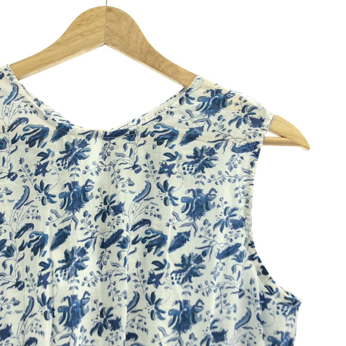 CASA FLINE / カーサフライン コットン イレヘム プリント ドレス ノースリーブワンピース