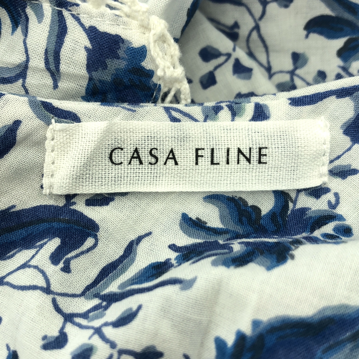 CASA FLINE / カーサフライン コットン イレヘム プリント ドレス ノースリーブワンピース