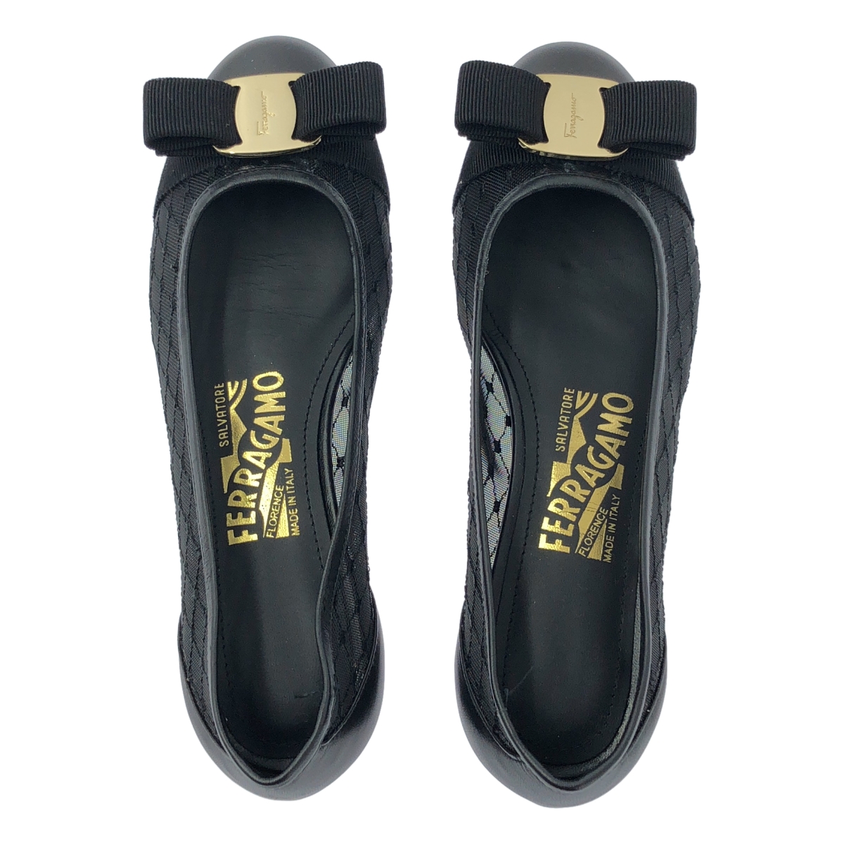 FERRAGAMO / フェラガモ VARINA / ロゴ リボン レース バレリーナシューズ