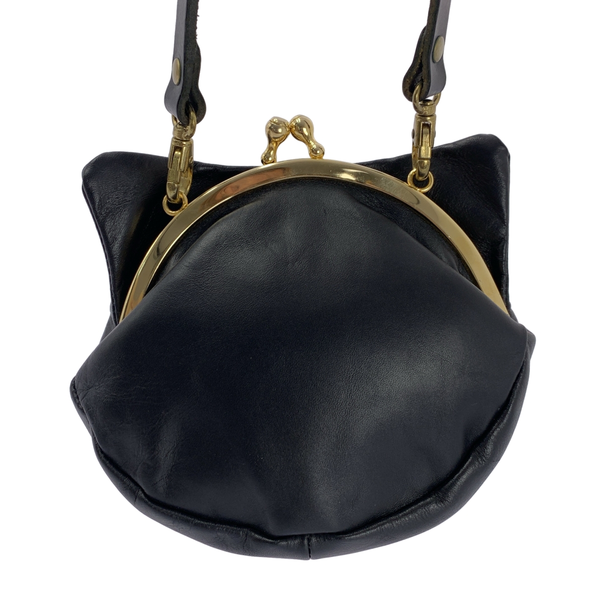 その他 lie down i think i love you / レザー キャット エンブロイダリー がま口 ショルダーバッグ