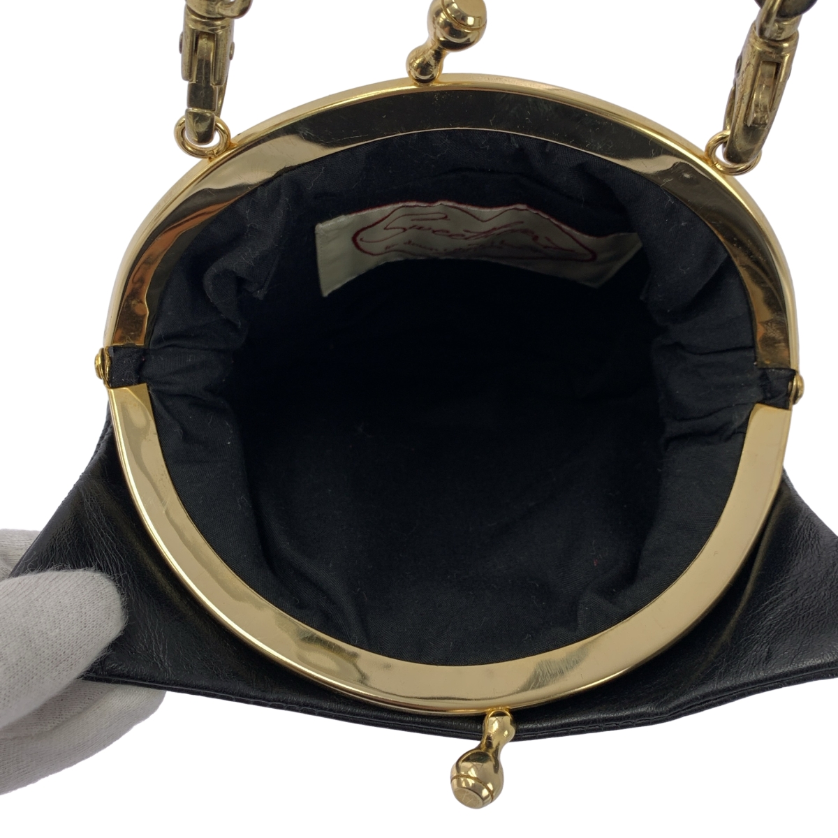 その他 lie down i think i love you / レザー キャット エンブロイダリー がま口 ショルダーバッグ