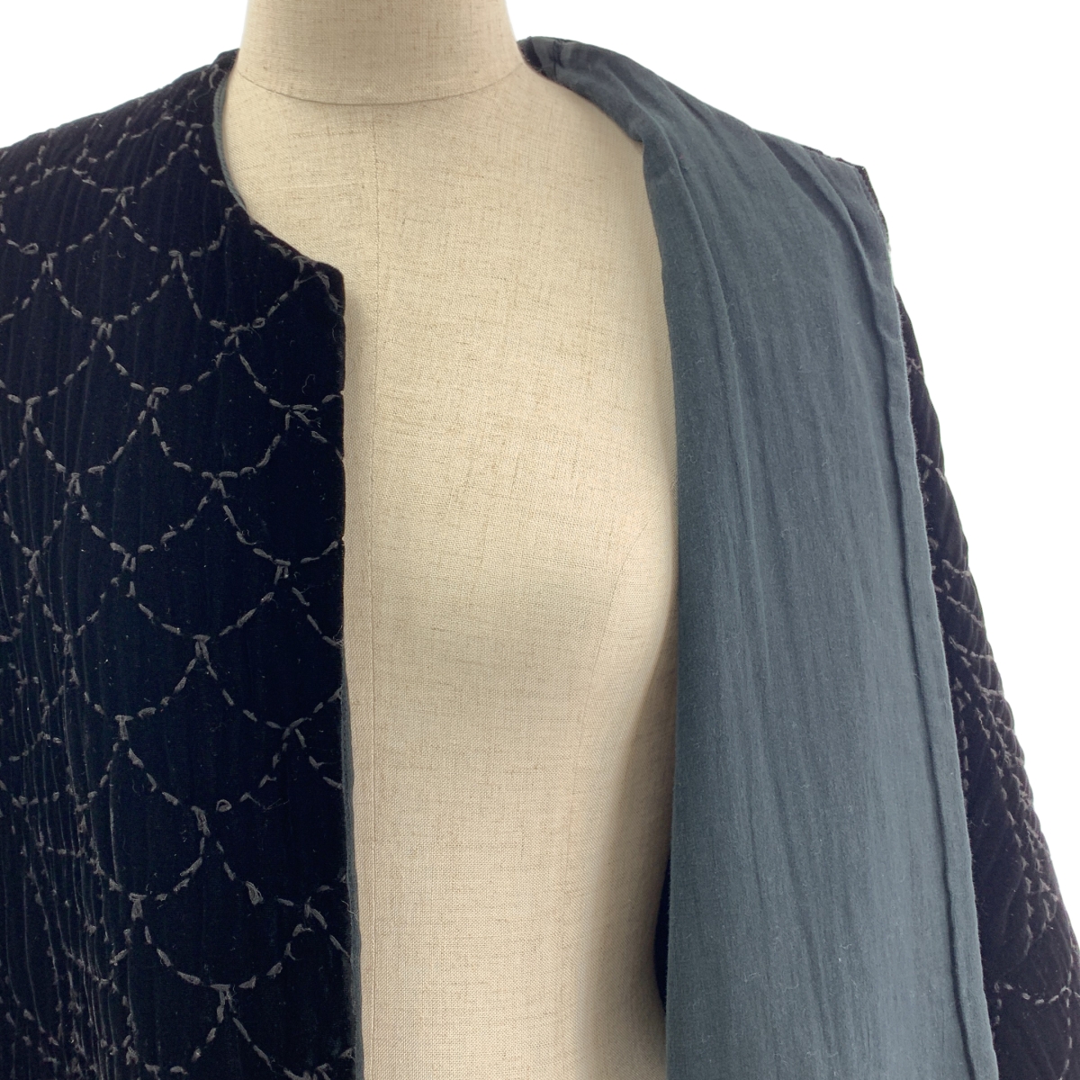 TOWAVASE / トワヴァーズ Permanent coat velvet embroidery ベルベット エンブロイダリー コート