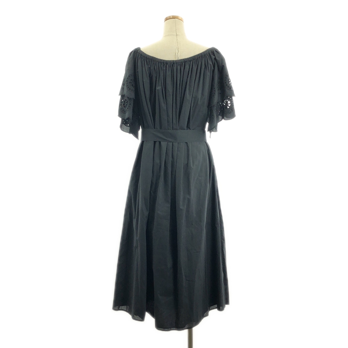 MERLETTE / マーレット リボン付 スカラップスリーブ コットン ドレス ワンピース