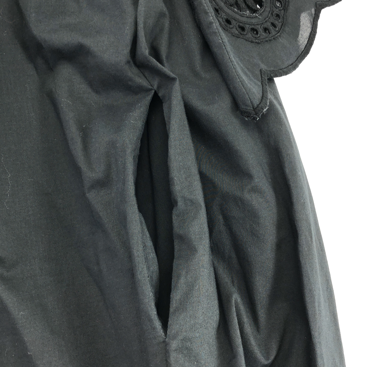 MERLETTE / マーレット リボン付 スカラップスリーブ コットン ドレス ワンピース