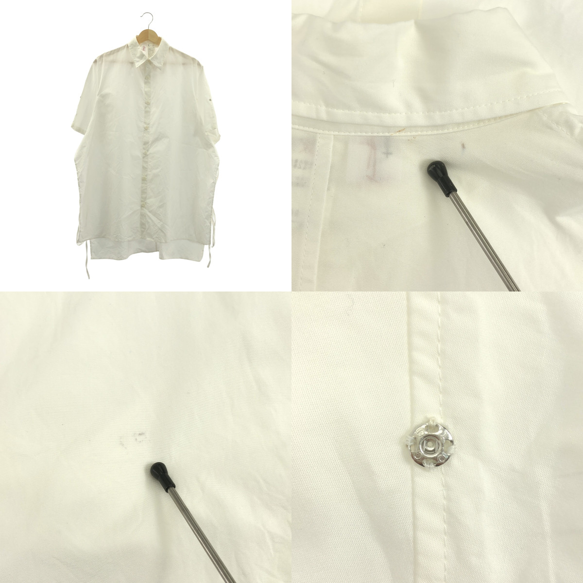 YOHJI YAMAMOTO +NOIR / ヨウジヤマモトプリュスノアール 変形 カットアウトスリーブ スリット ロングシャツ ブラウス