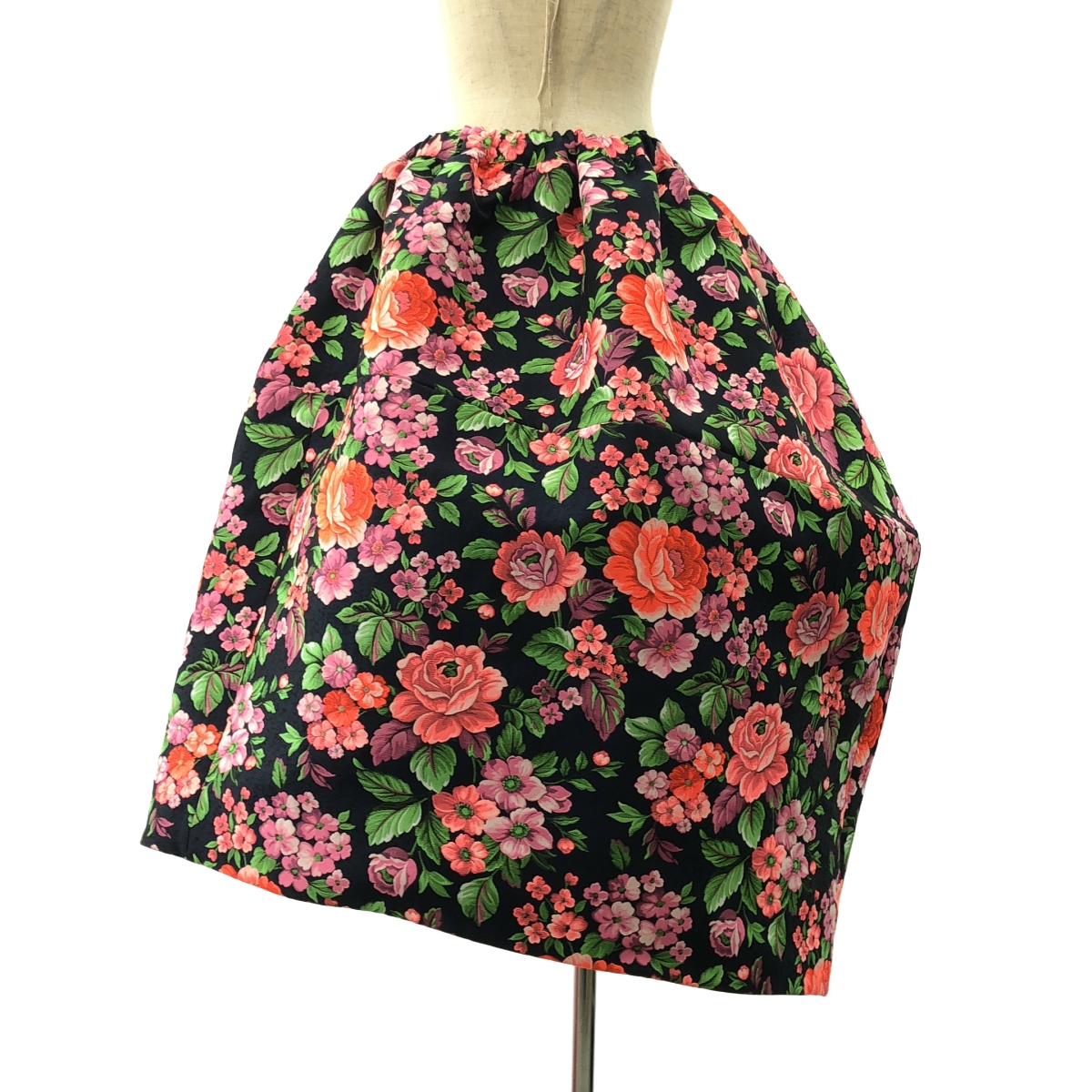 COMME des GARCONS / コムデギャルソン ポリエステル 総柄 ジャガード フラワー オーバーシルエットドローストリング スカート