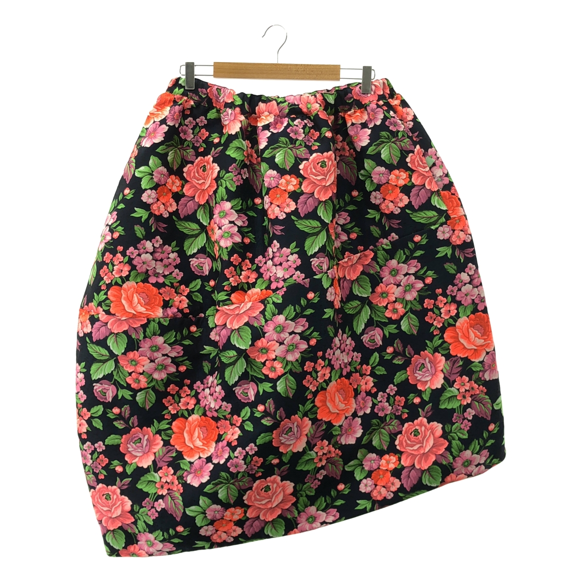 COMME des GARCONS / コムデギャルソン ポリエステル 総柄 ジャガード フラワー オーバーシルエットドローストリング スカート