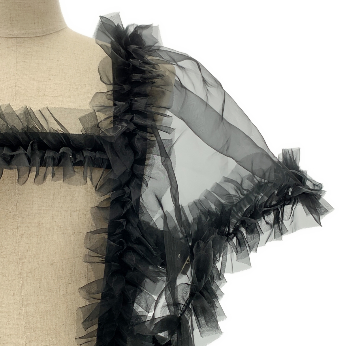 noir kei ninomiya / ノワールケイニノミヤ Black Sheer Ruffle Harness Blouse フリル ハーネス トップス