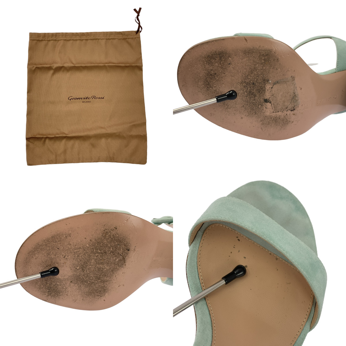 Gianvito Rossi / ジャンヴィトロッシ スエード アンクルストラップ ヒール サンダル