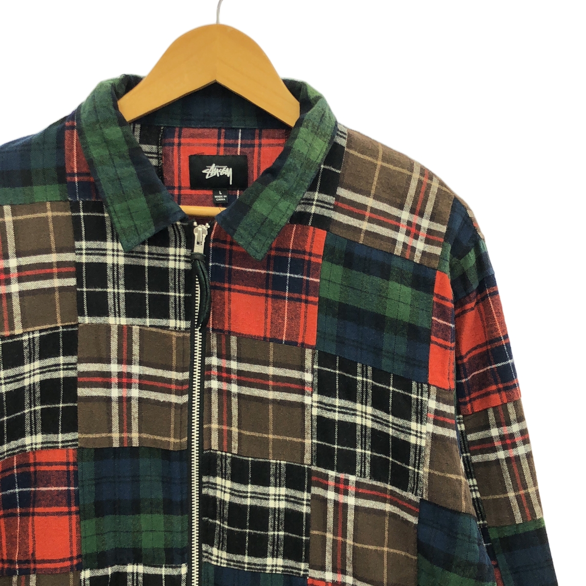 STUSSY / ステューシー PATCHWORK ZIP UP L/S SHIRT パッチワーク フランネル ジップアップ シャツ