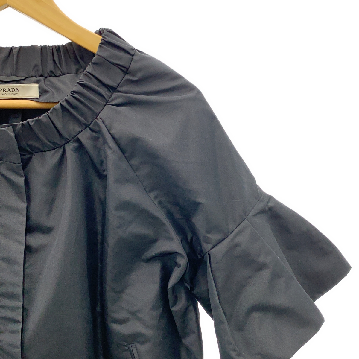 PRADA / プラダ ノーカラー ギャザー タックスリーブ ジャケット