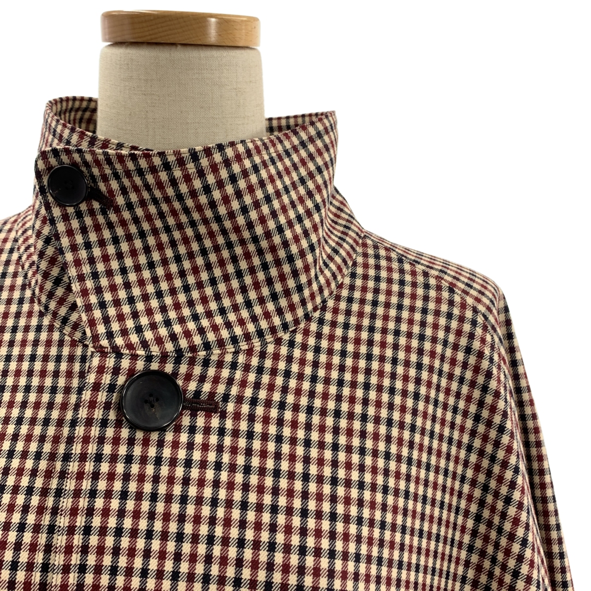 CABaN / キャバン ウールギャバジン ガンクラブチェックスタンドカラーコート / 総裏地
