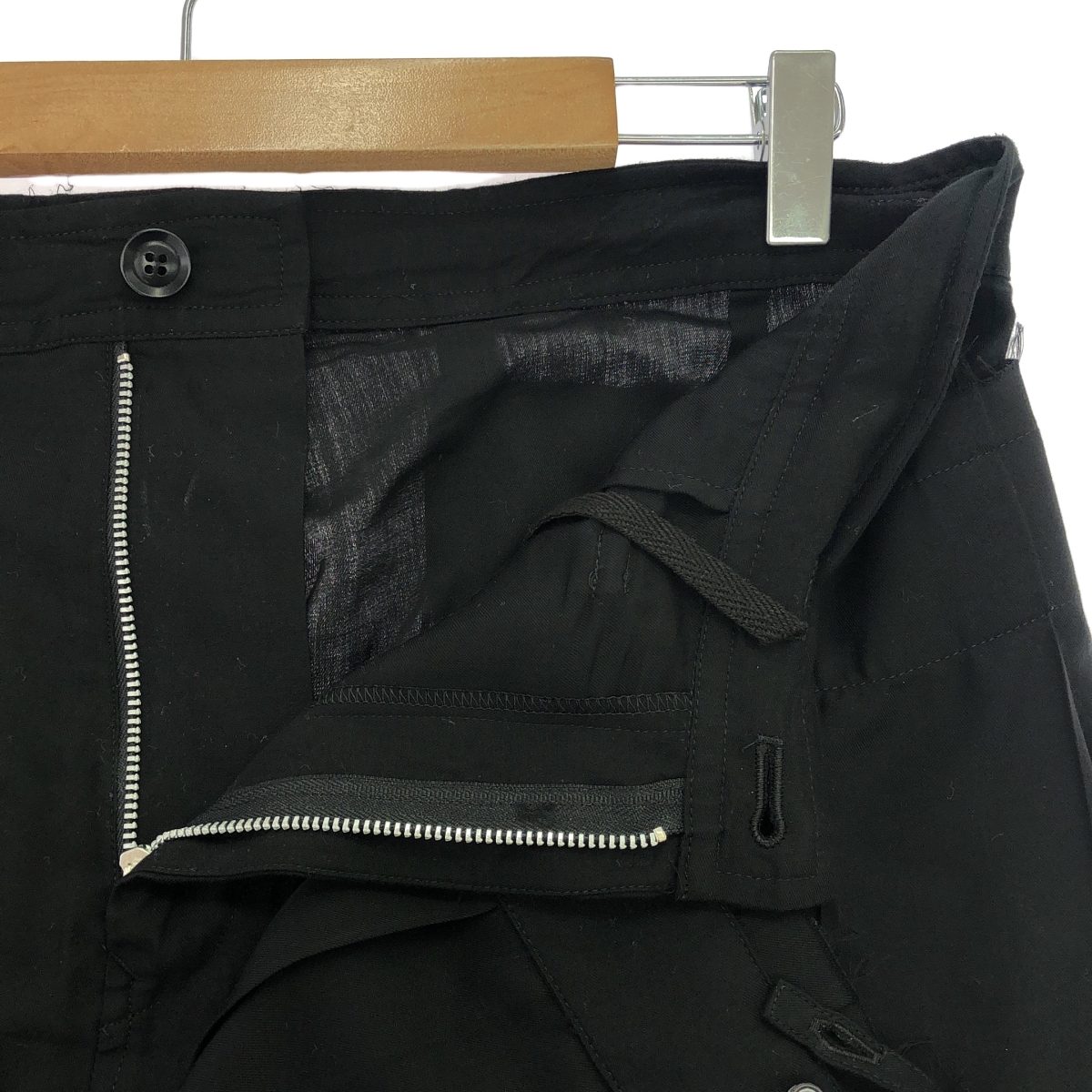 Y's / ワイズヨウジヤマモト 4OZ CU/DUNGAREE TWILL WRAPT PLEATED PANTS / アシンメトリー ドローストリング ワイドパンツ