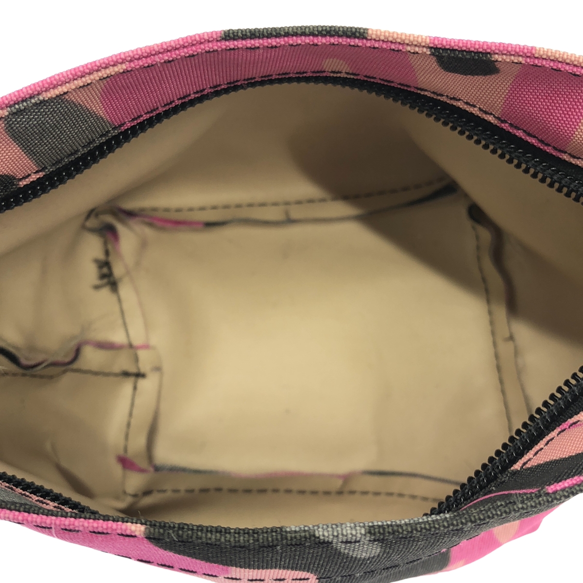 HERVE CHAPELIER / エルベシャプリエ 総柄 迷彩 カモフラージュ ナイロン 舟型ポーチ バッグ