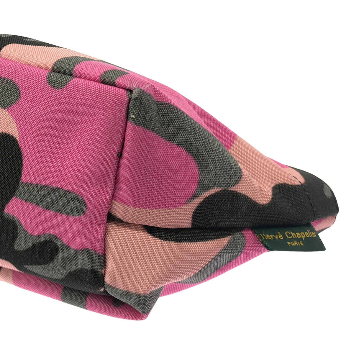 HERVE CHAPELIER / エルベシャプリエ 総柄 迷彩 カモフラージュ ナイロン 舟型ポーチ バッグ
