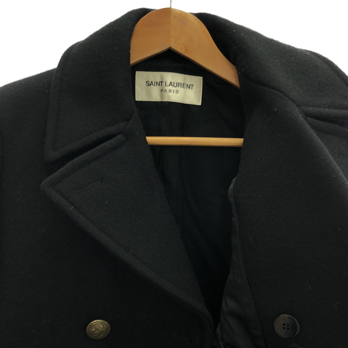 SAINT LAURENT PARIS / サンローランパリ ウール 金釦 ダブル Pコート