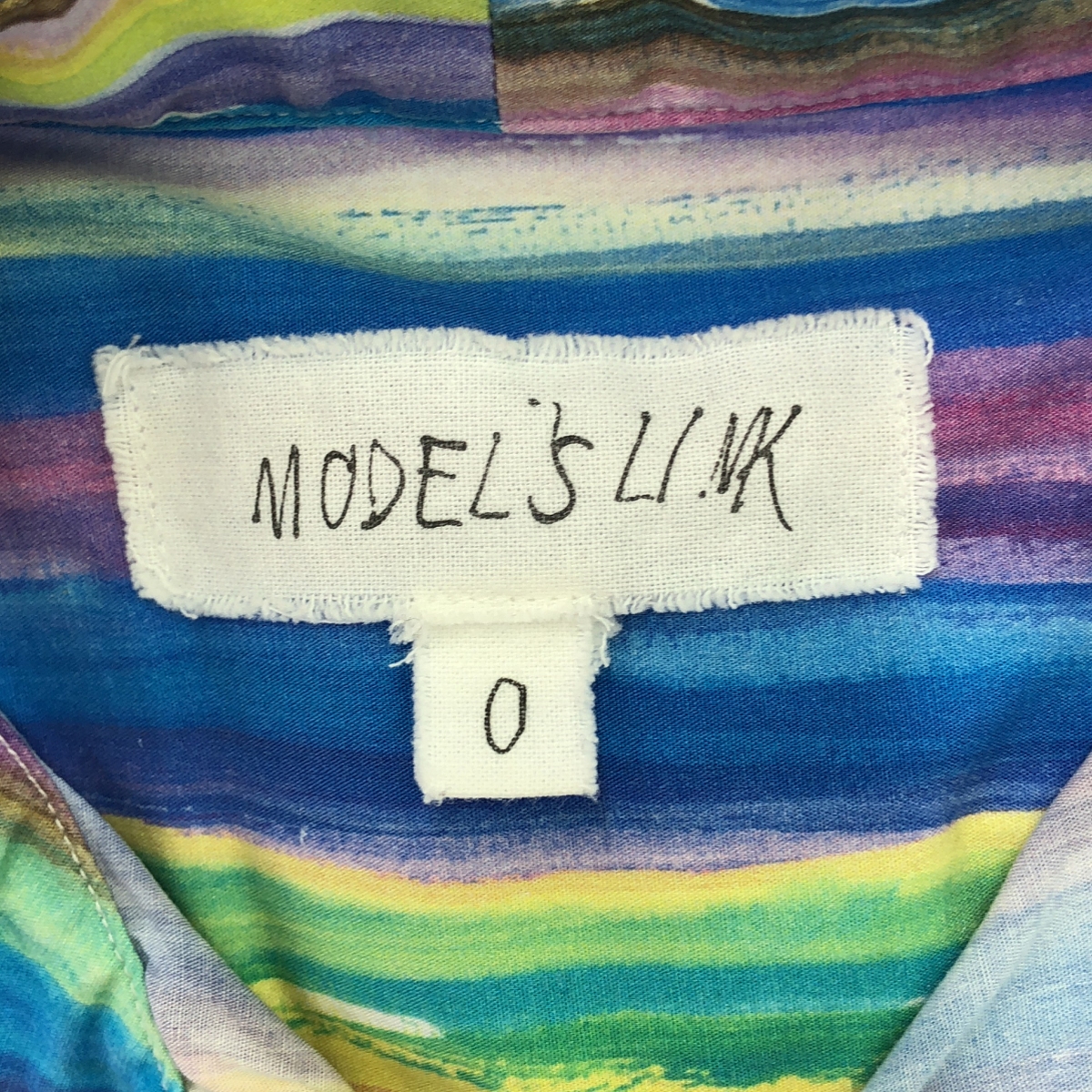 None / MODEL'S LINK / モデルスリンク PRINT BAND COLLAR SHIRT ストライプ バンドカラー シャツ