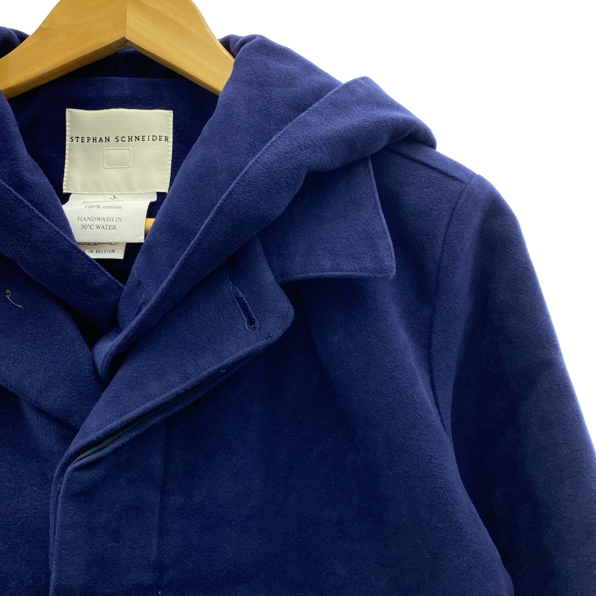 STEPHAN SCHNEIDER / ステファンシュナイダー モールスキン フロントレイヤード フーデッド ベルテッドコート