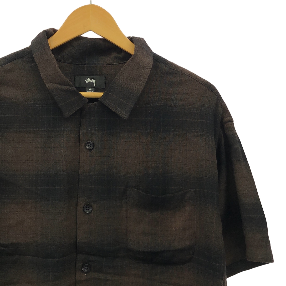 STUSSY / ステューシー BOXY SHADOW PLAID SHIRT オンブレチェック 半袖 レーヨン シャツ