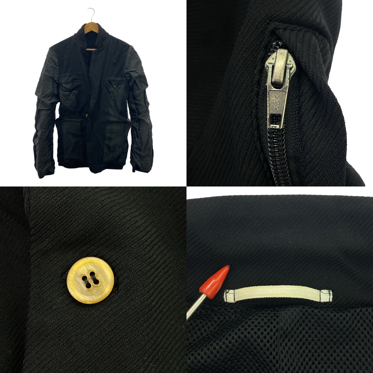 COMME des GARCONS HOMME PLUS / コムデギャルソンオムプリュス ポリエステル 製品染め 1B シングルブレスト ジャケット / メッシュ総裏地