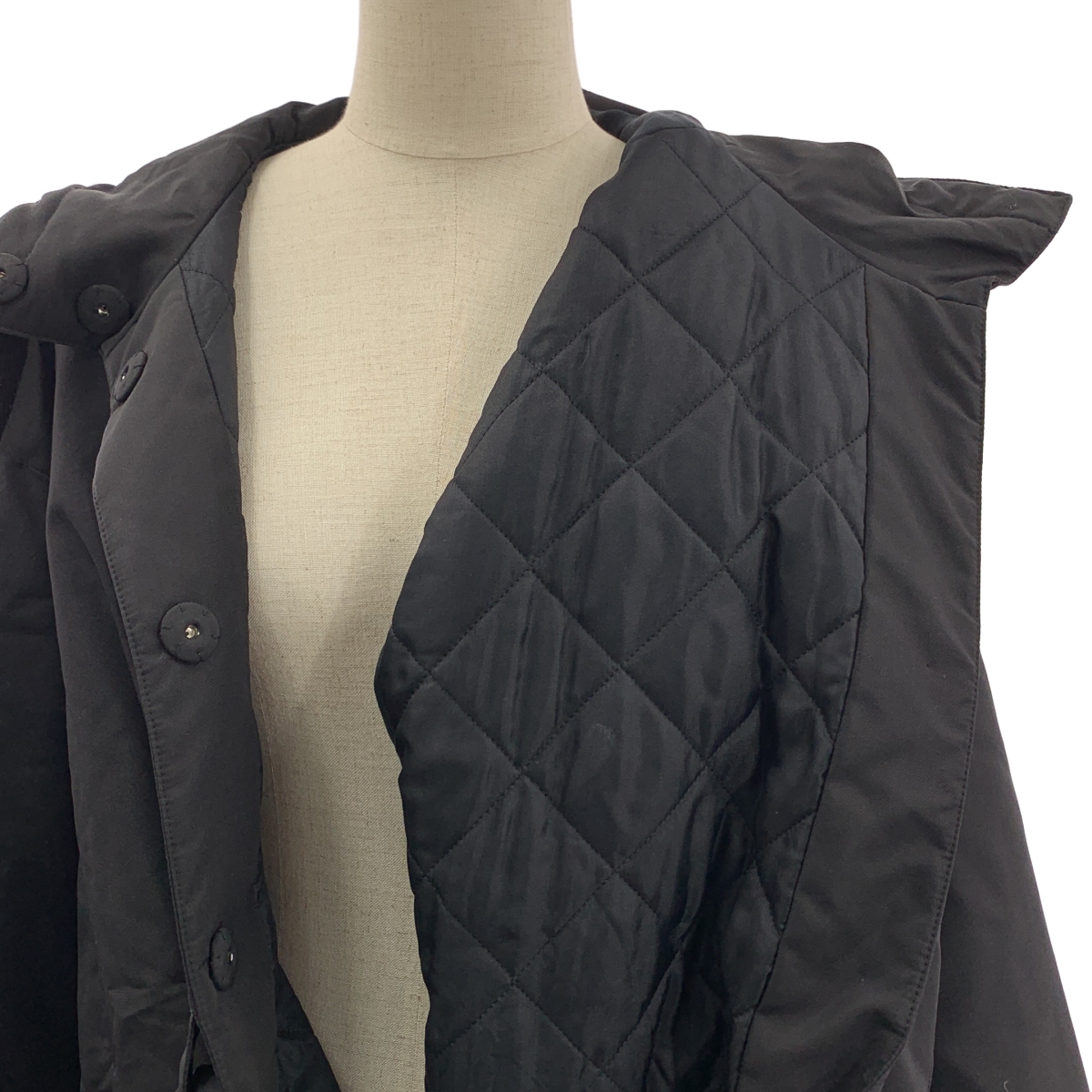 PRADA / プラダ ナイロン ベルテッド オーバーコート フーディ / キルティング総裏地