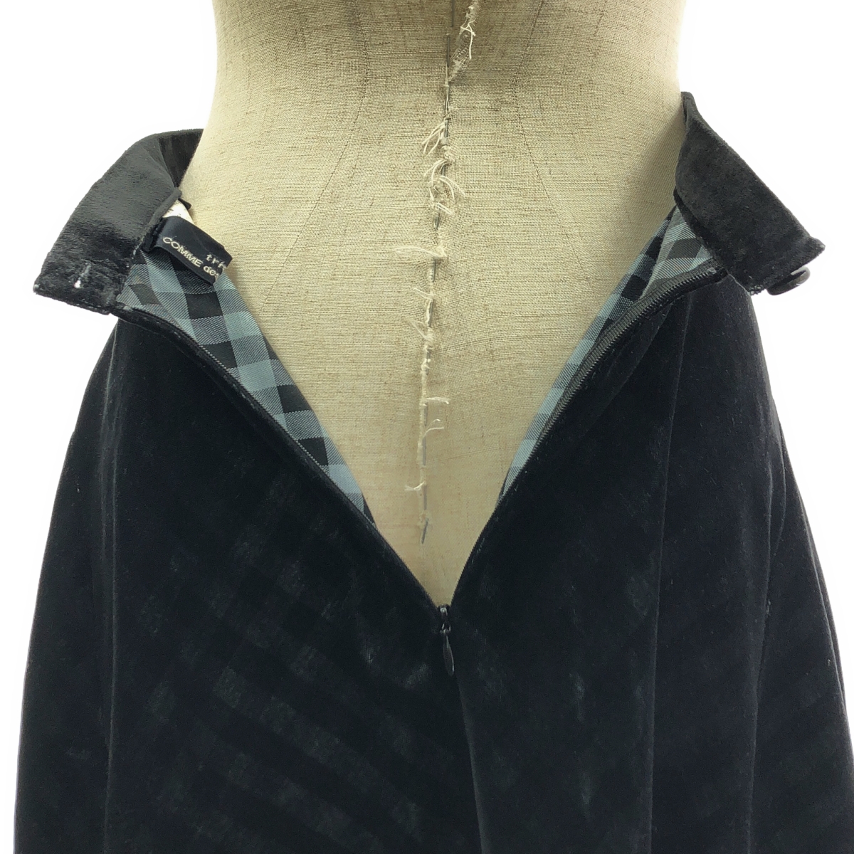 tricot COMME des GARCONS / トリココムデギャルソン ベロア 再構築 チェック バルーン スカート