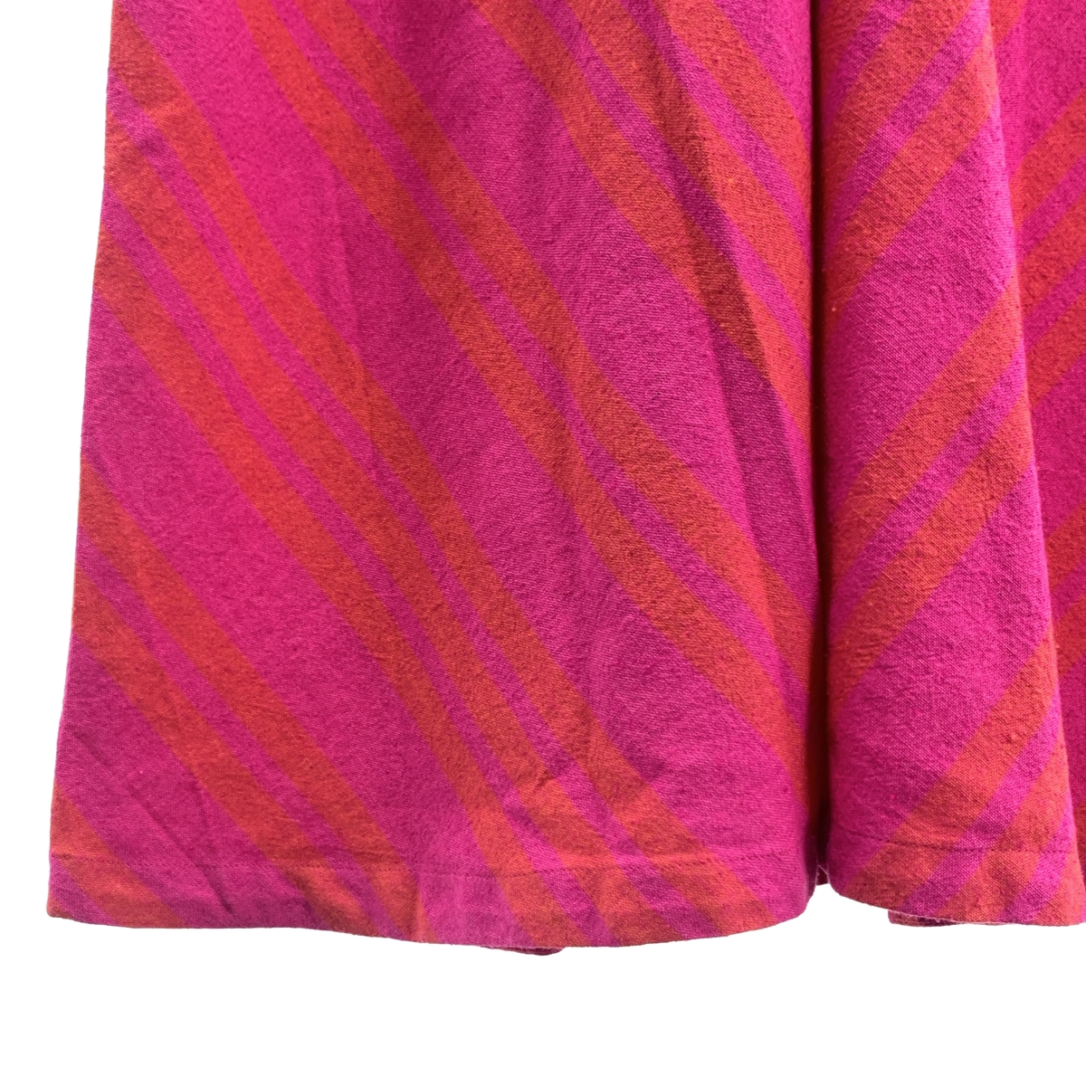 sara mallika / サラマリカ Wide Stripe Diagonal Dress / ネップ加工 ギャザースリーブ ポケット付き ワンピース