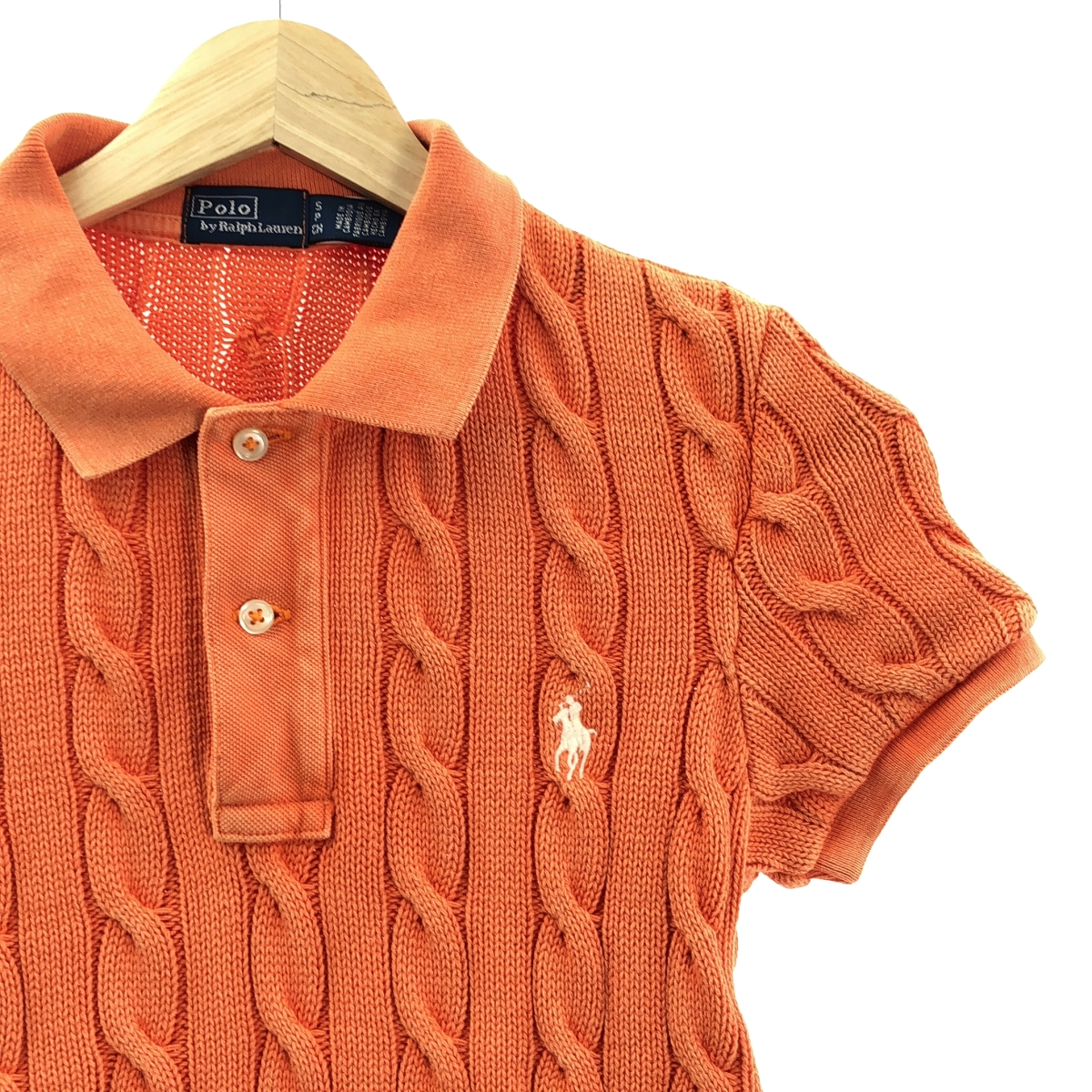 その他 ウォッシュド加工 コットン ケーブルニット ポロシャツ