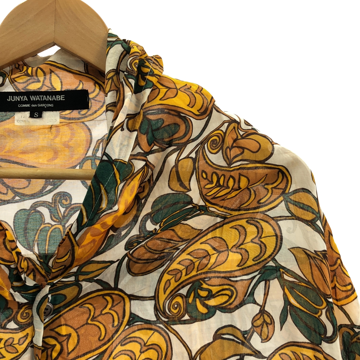 JUNYA WATANABE COMME des GARCONS / ジュンヤワタナベ コットン 総柄 フリルスリーブ ブラウス