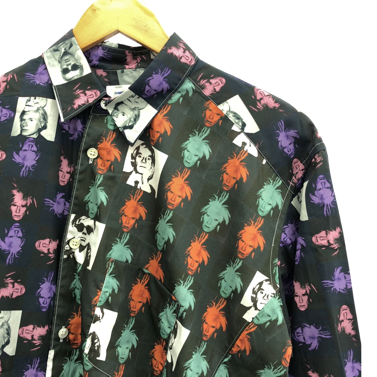 COMME des GARCONS SHIRT / コムデギャルソンシャツ × Andy Warhol  / アンディ・ウォーホル 総柄 変形 捻れ レギュラーカラー シャツ