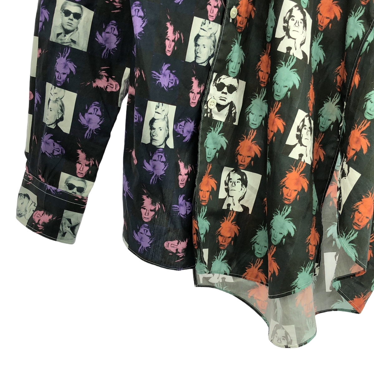 COMME des GARCONS SHIRT / コムデギャルソンシャツ × Andy Warhol  / アンディ・ウォーホル 総柄 変形 捻れ レギュラーカラー シャツ