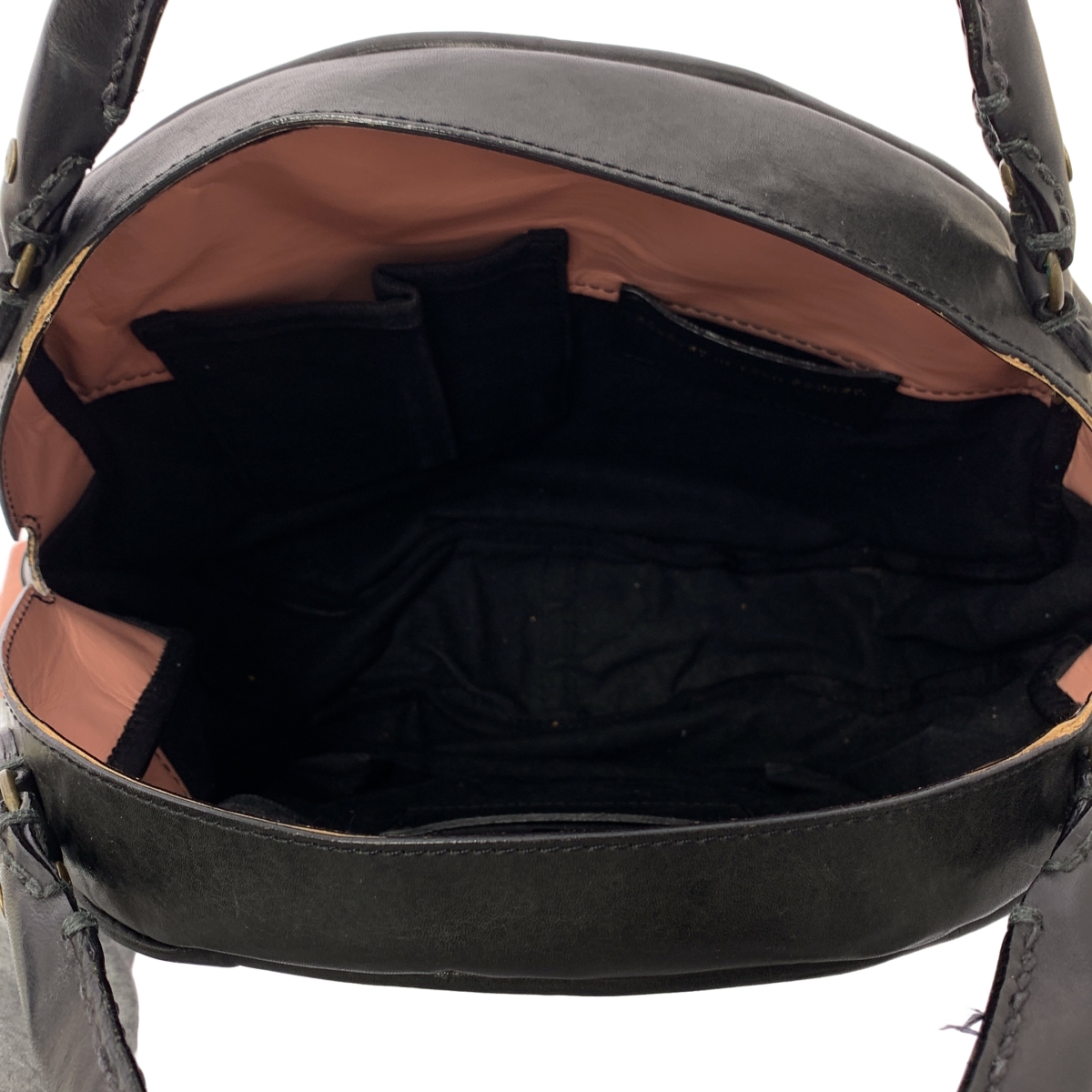 ebagos / エバゴス ガレット レザー ラウンド型 ハンドバッグ