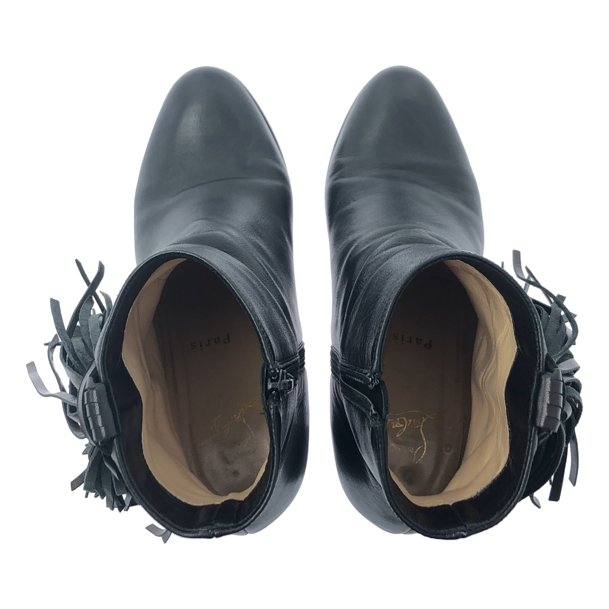 Christian Louboutin / クリスチャンルブタン フリンジ レザー ショートブーツ