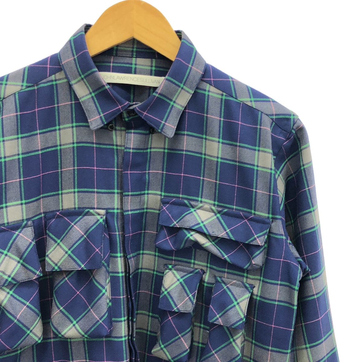 JOHN LAWRENCE SULLIVAN / ジョンローレンスサリバン マルチポケット チェック ウール 長袖 シャツ