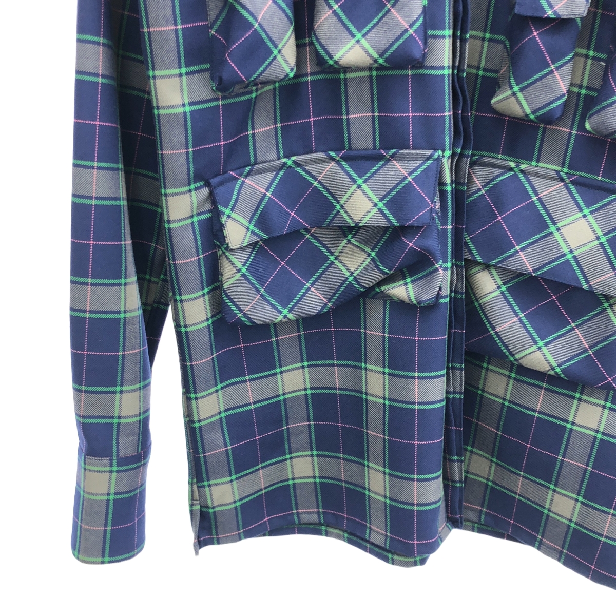 JOHN LAWRENCE SULLIVAN / ジョンローレンスサリバン マルチポケット チェック ウール 長袖 シャツ