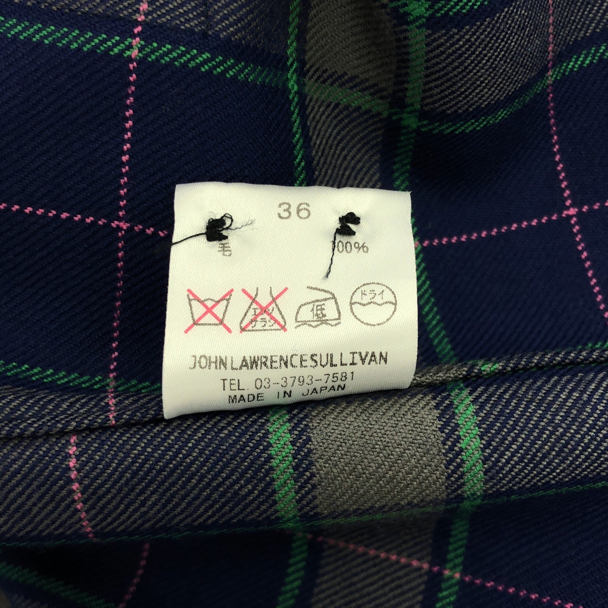 JOHN LAWRENCE SULLIVAN / ジョンローレンスサリバン マルチポケット チェック ウール 長袖 シャツ
