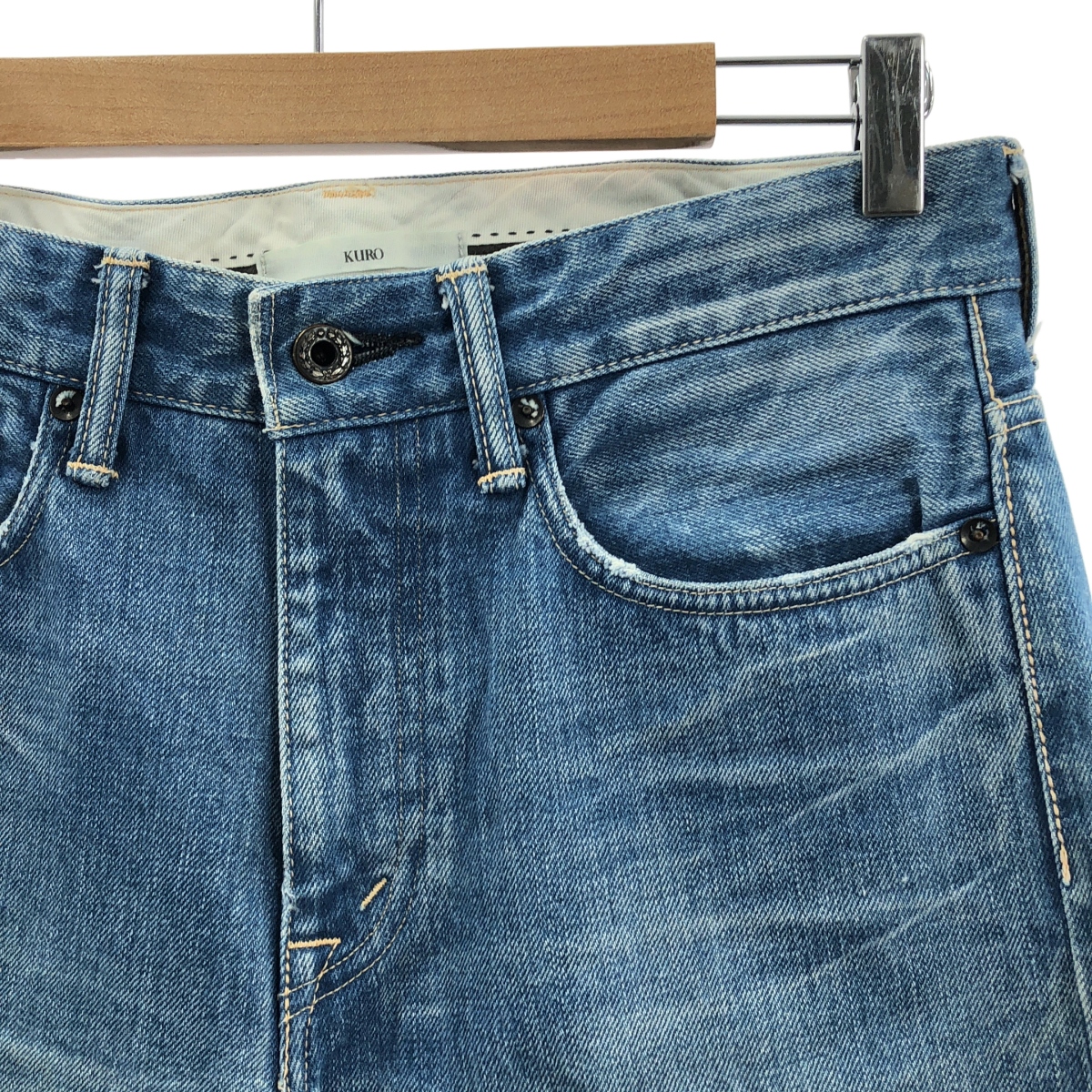 KURO / クロ AULICK / ダメージ加工 セルビッチ デニムパンツ