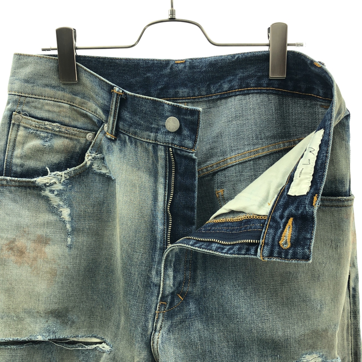 ANCELLM / アンセルム CRASH SELVEDGE DENIM STRAIGHT 5P PANTS ダメージ加工 デニム パンツ