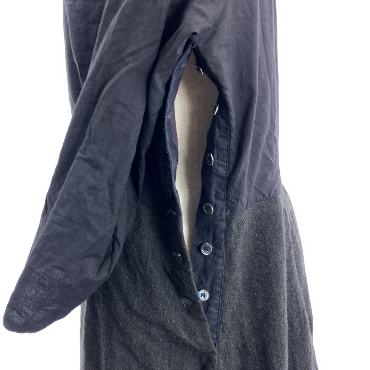 Paul Harnden / ポールハーデン tweed dress / 異素材 切替 ツイード シャツ ワンピース / 総裏地