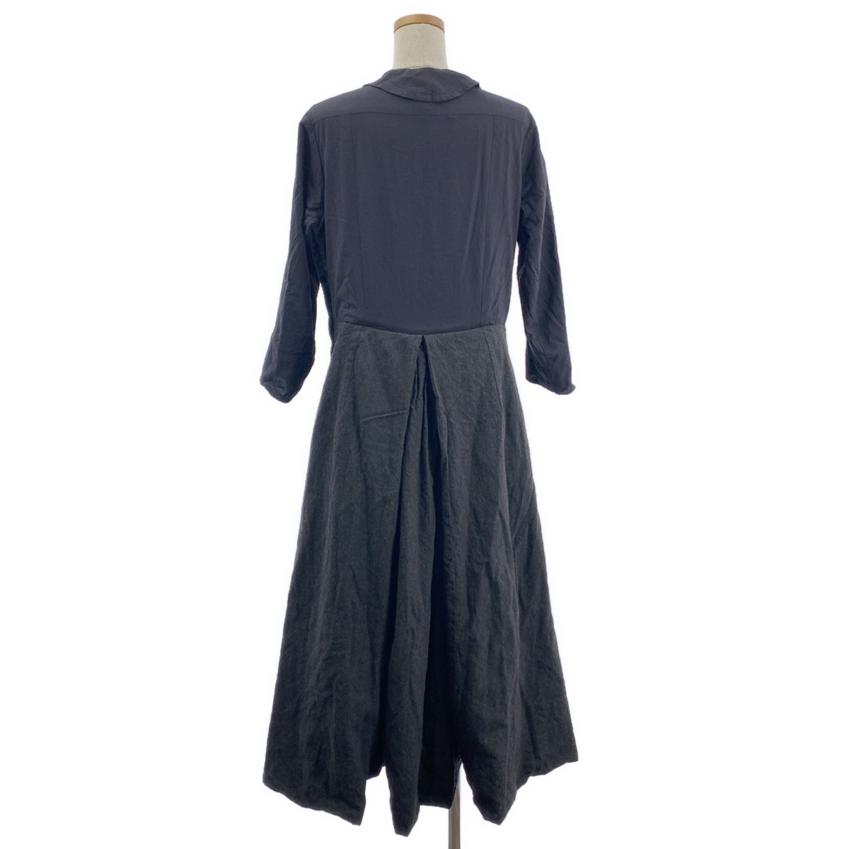 Paul Harnden / ポールハーデン tweed dress / 異素材 切替 ツイード シャツ ワンピース / 総裏地