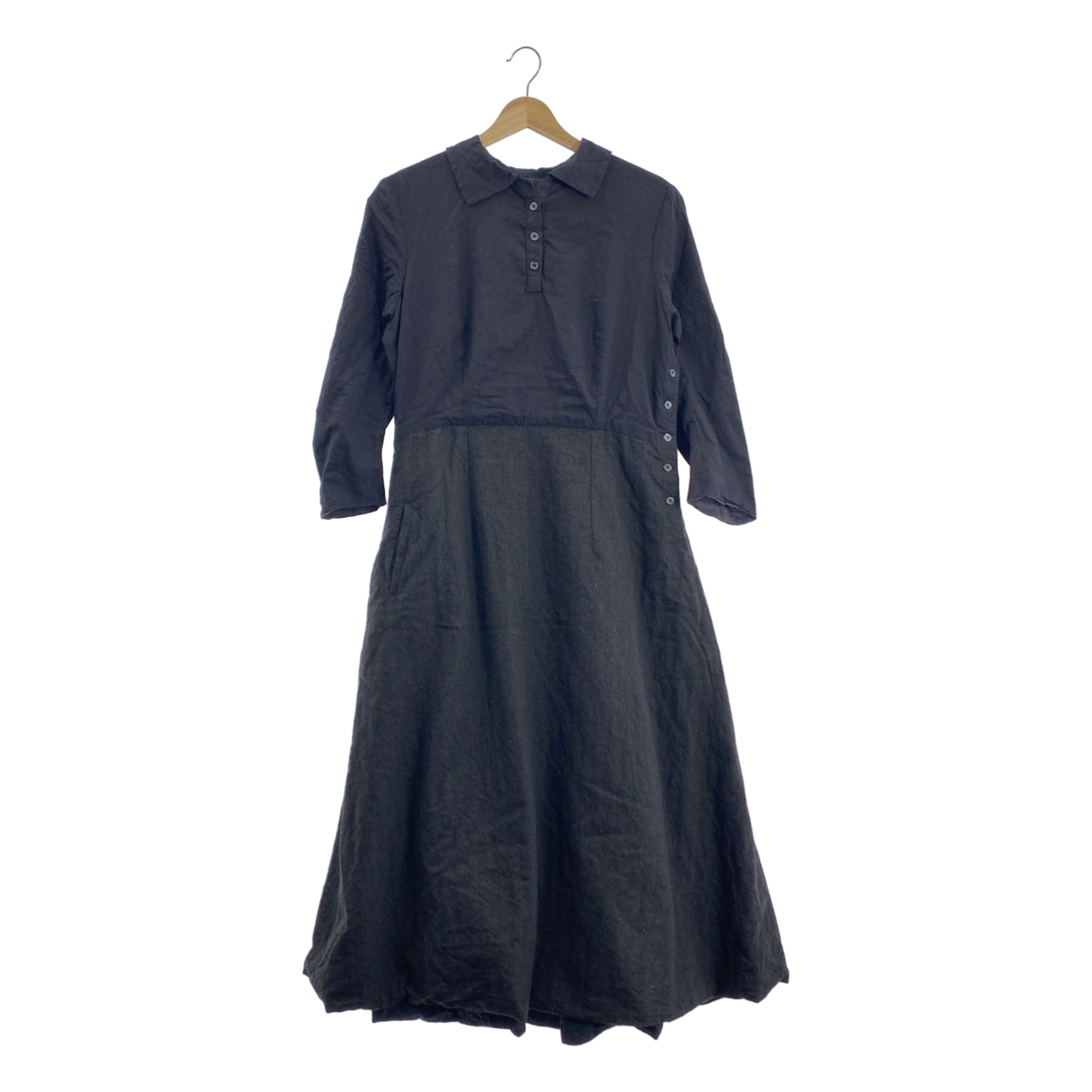 Paul Harnden / ポールハーデン tweed dress / 異素材 切替 ツイード シャツ ワンピース / 総裏地