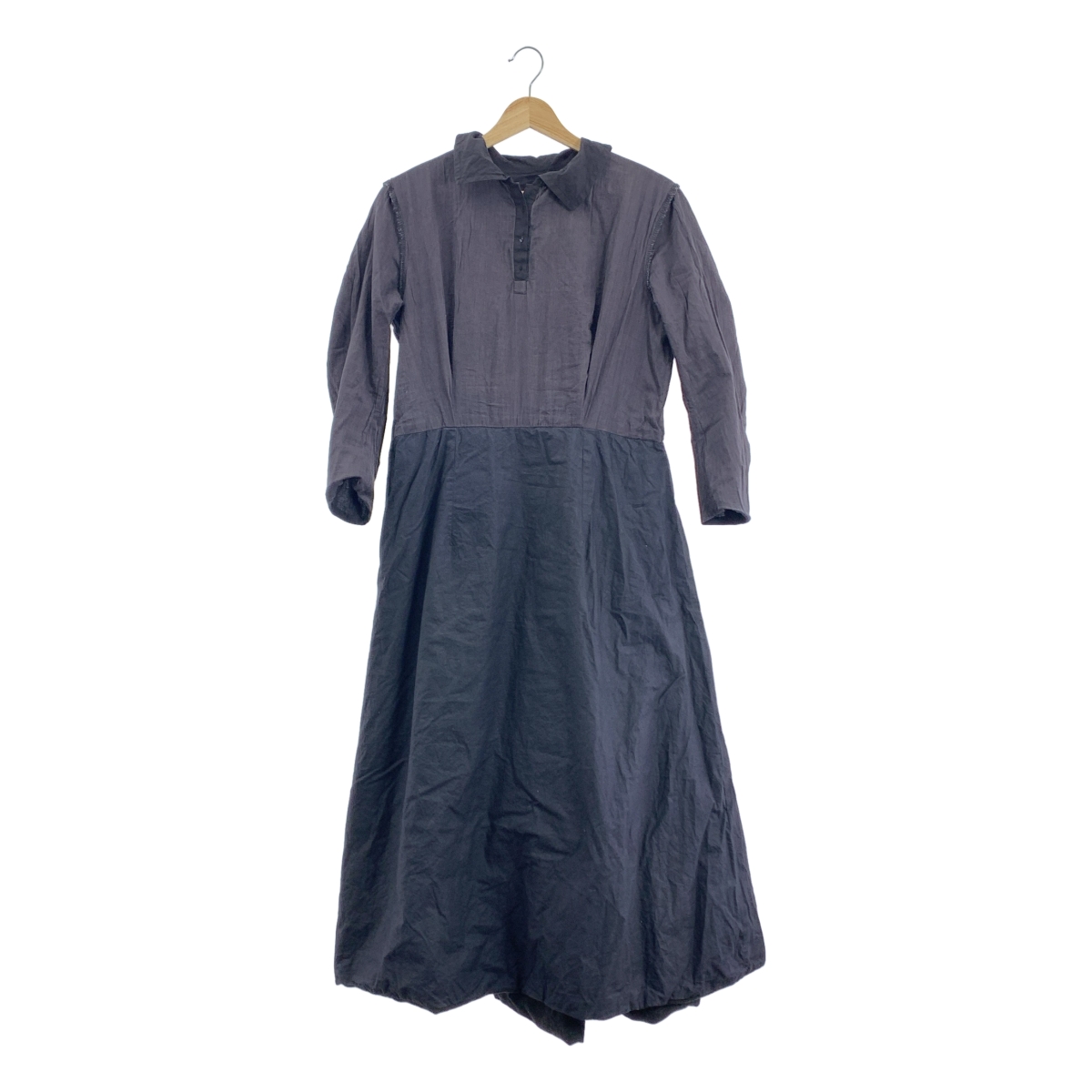 Paul Harnden / ポールハーデン tweed dress / 異素材 切替 ツイード シャツ ワンピース / 総裏地