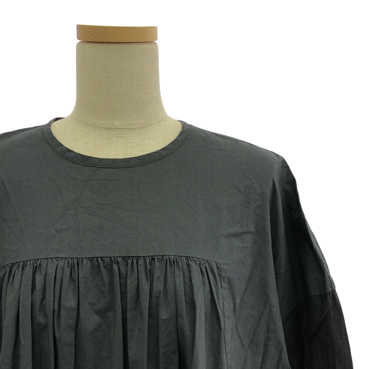 その他 切替 袖レース タック シャツ ワンピース