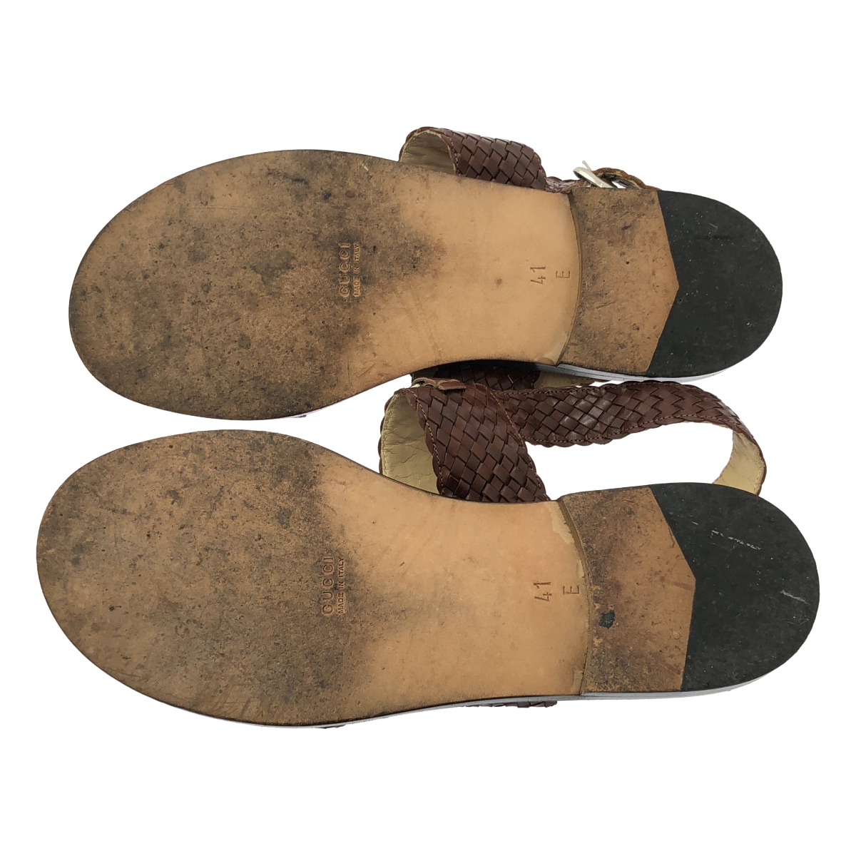 GUCCI / グッチ 編み込み メッシュ レザー ビット ストラップ サンダル シューズ